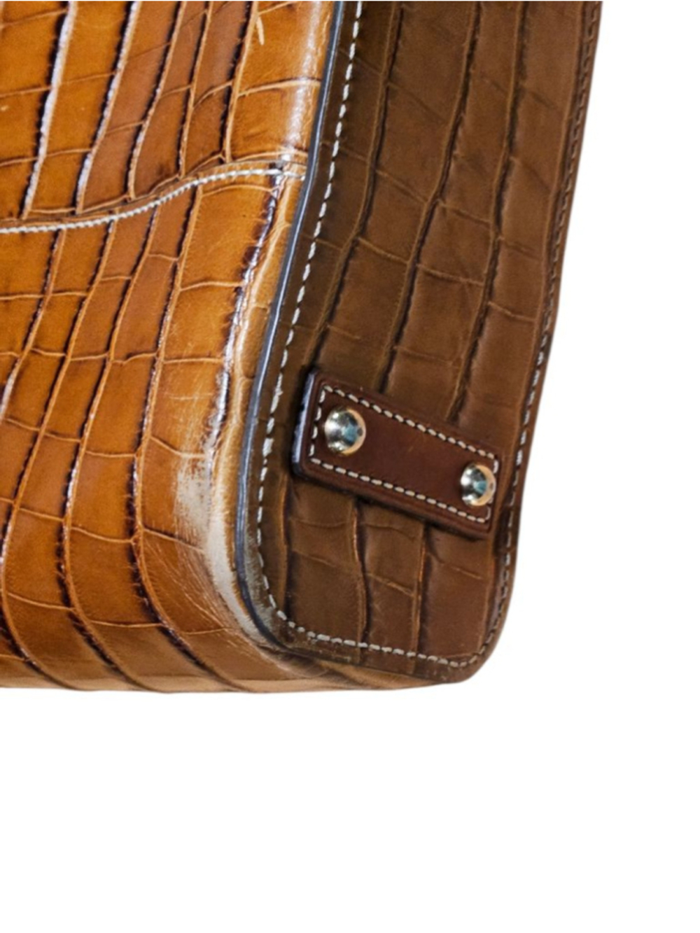 Dooney & Bourke Brown Croc Embossed Leather Tote Bag - Picture 6 of 16